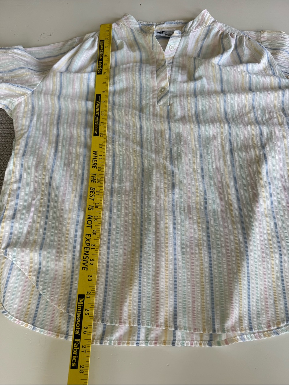 Vintage 80s 90s Pastel Pink White Blue Stripe Short Sleeve Blouse Sz 20W - Picture 7 of 10